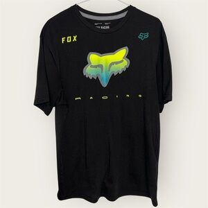 Fox Racing Black Graphic T-Shirt with Neon Logo Moto Streetwear - Size M